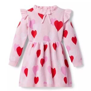 COPY - Janie and Jack Sweater Dress With Hearts Pink and Red